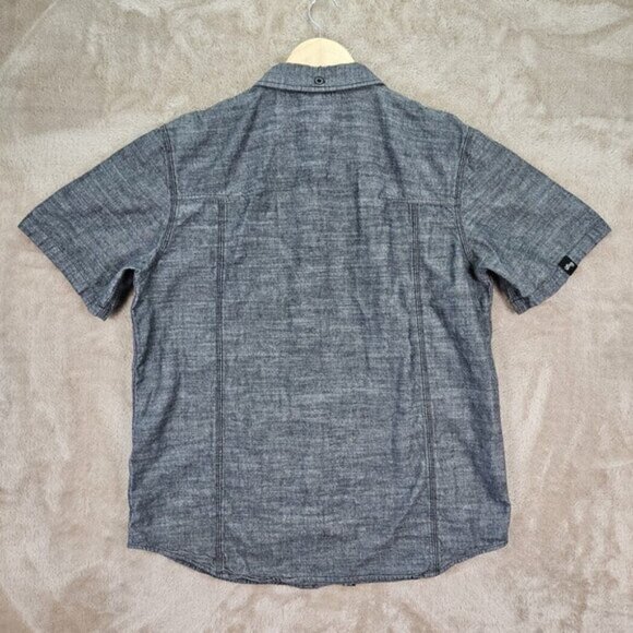 LRG Lifted Research Group Shirt Gray 100% Cotton Short Sleeve Button Mens Size L - Picture 2 of 10